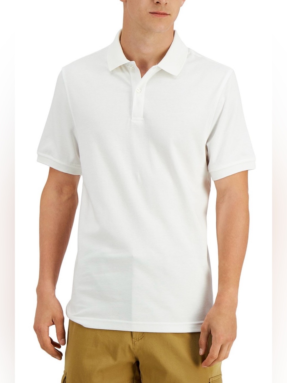 Club Room Men's Soft Touch Interlock Polo in Bright White, Size 2XL